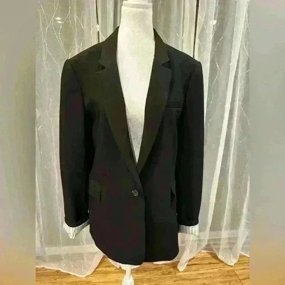 1.State Rich Black Blazer Striped Lining Size Tag Missing, Likely a Size 12 - Picture 1 of 9